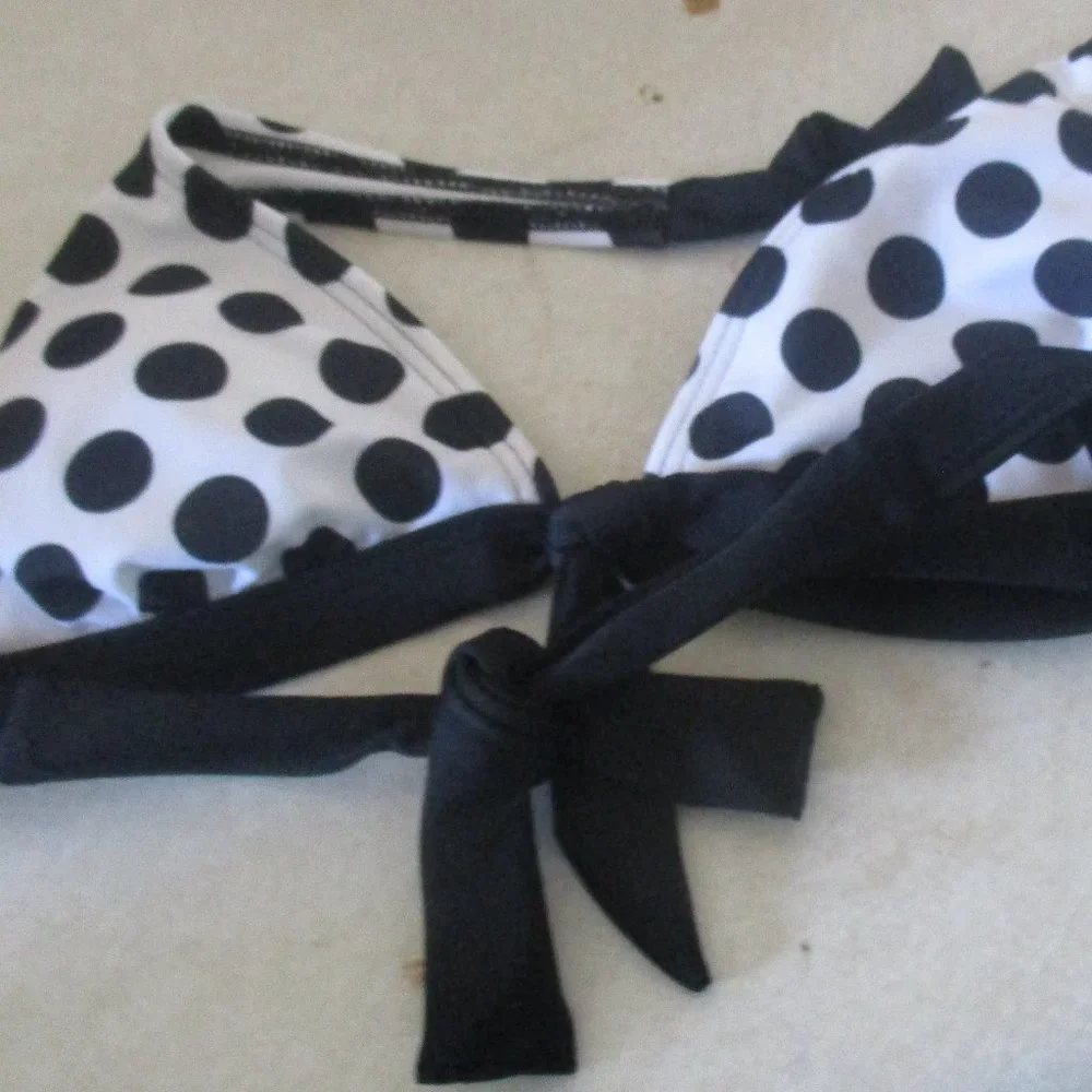 Guess black white polka dot bikini swim top new nwt s - Picture 1 of 3